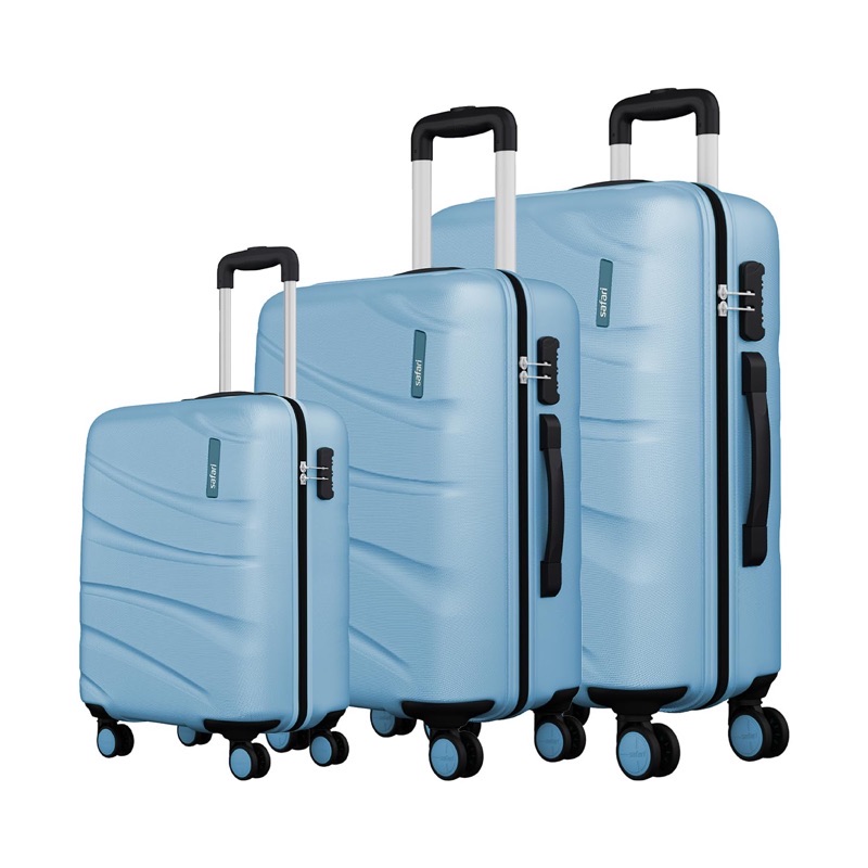 Safari 3Pc Polycarbonate Persia Set-55+65+77 Cms Small, Medium & Large Size (Cabin & Check-in) 8 Wheels Luggage/Speed_Wheel Suitcase/Trolleys (Pearl Blue)