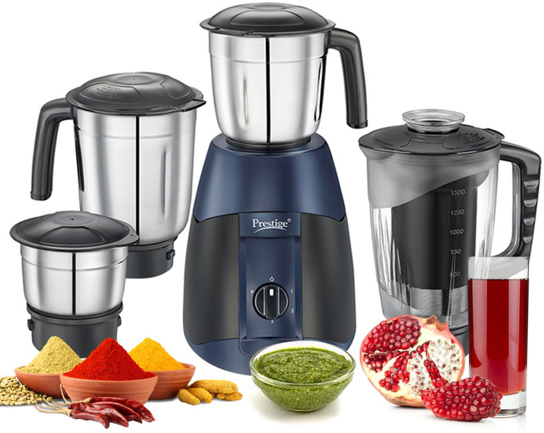 Prestige Supreme 750 W Juicer Mixer Grinder (Atlas supreme | 4 Jars | Black, Blue)