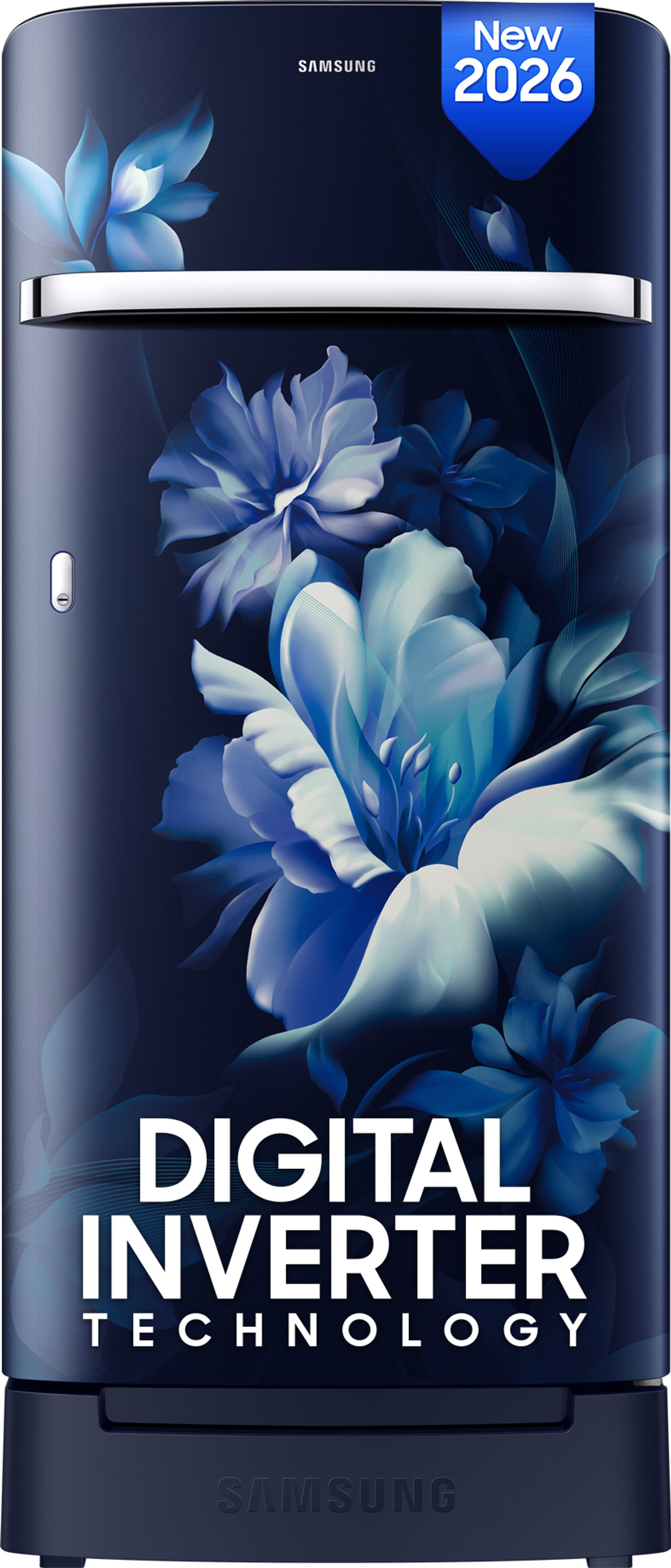 Samsung 189 L Direct Cool Single Door 5 Star Refrigerator with Base Drawer (Midnight Blossom Blue, RR21H2H25UZ/HL)